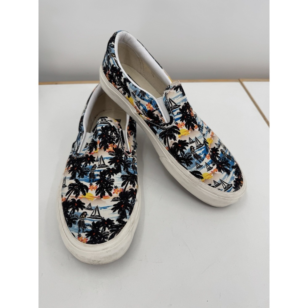 Vans Slip‎ On Shoes Men's 8.5 Sneakers Women's 10 EU 41 Palm Trees Hula Hibiscus
